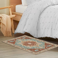 Bohemian Traditional Area Rug Stain Resistant Washable Low Pile Non Slip Rug