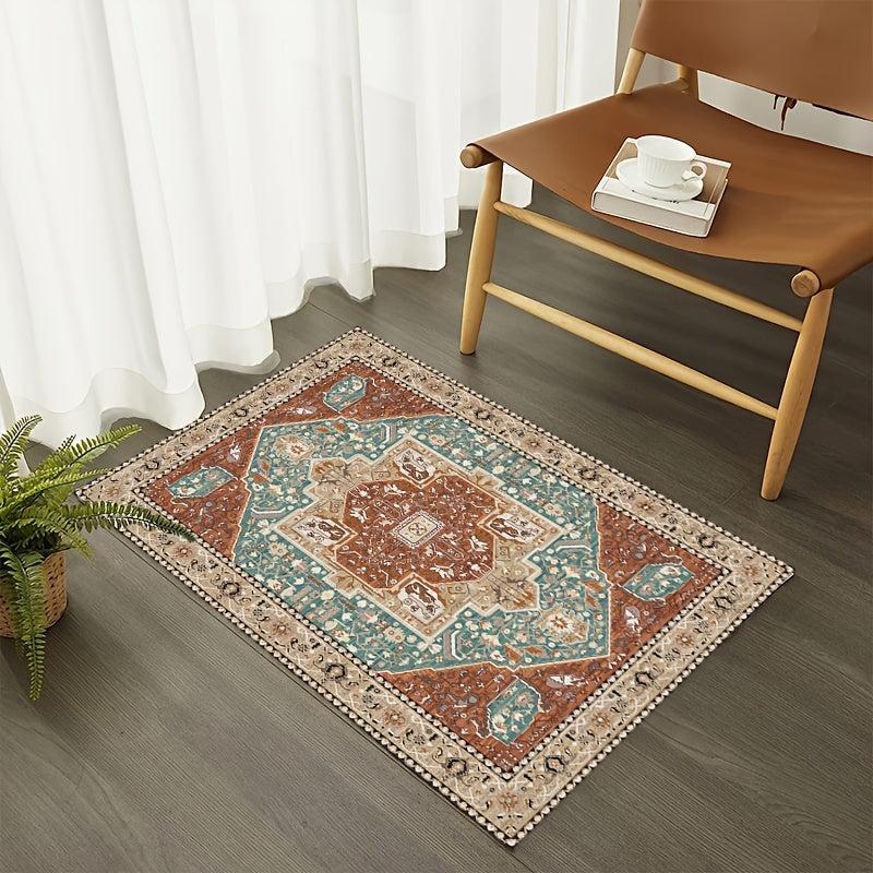 Bohemian Traditional Area Rug Stain Resistant Washable Low Pile Non Slip Rug