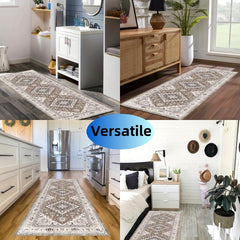 Vintage Persian Faux Silk Runner Rug Soft Boho Long Hallway Kitchen Mat