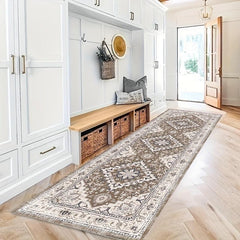 Vintage Persian Faux Silk Runner Rug Soft Boho Long Hallway Kitchen Mat