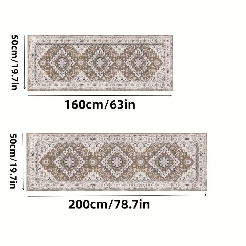 Vintage Persian Faux Silk Runner Rug Soft Boho Long Hallway Kitchen Mat