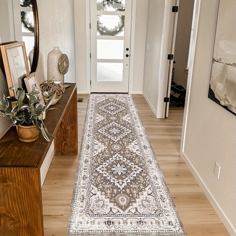 Vintage Persian Faux Silk Runner Rug Soft Boho Long Hallway Kitchen Mat