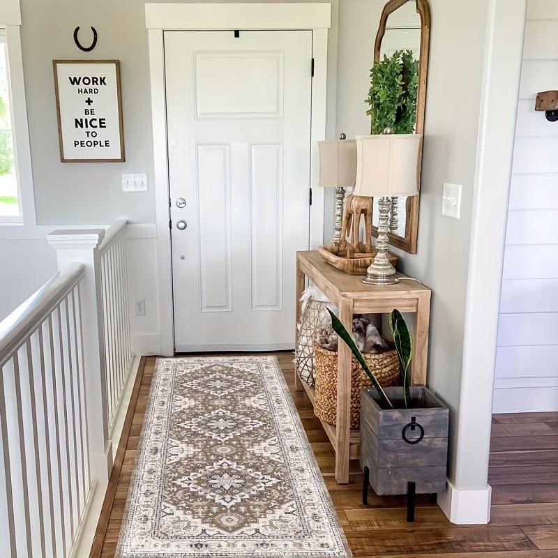 Vintage Persian Faux Silk Runner Rug Soft Boho Long Hallway Kitchen Mat