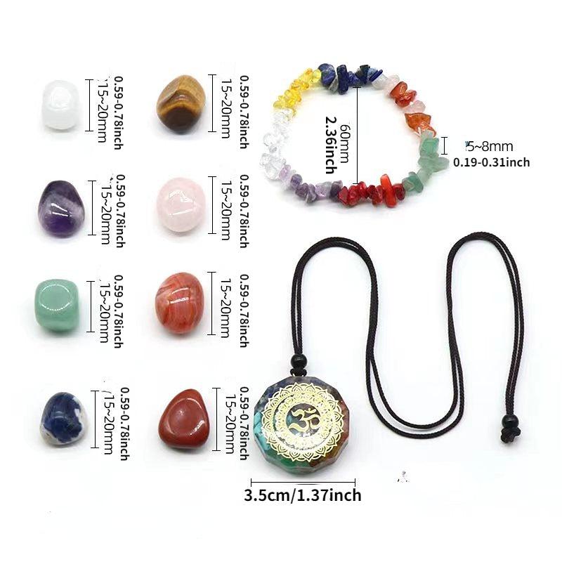 7pcs Amethyst Crystal Chakra Necklace Set Resin Jewelry Healing Meditation Yoga