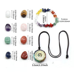 7pcs Amethyst Crystal Chakra Necklace Set Resin Jewelry Healing Meditation Yoga