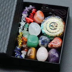 7pcs Amethyst Crystal Chakra Necklace Set Resin Jewelry Healing Meditation Yoga