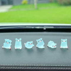 Car Center Console Cartoon Decorations Mini Luminous Pig