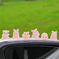 Car Center Console Cartoon Decorations Mini Luminous Pig