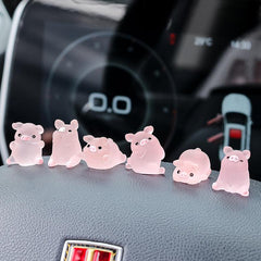 Car Center Console Cartoon Decorations Mini Luminous Pig
