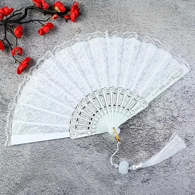 Solid Blank Folding Fan Plastic Folding Fan Hanfu Ancient Costume Accessories