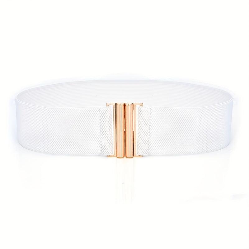 Elastic Wide Belts Golden Buckle Casual Waistband Dress Coat Girdle
