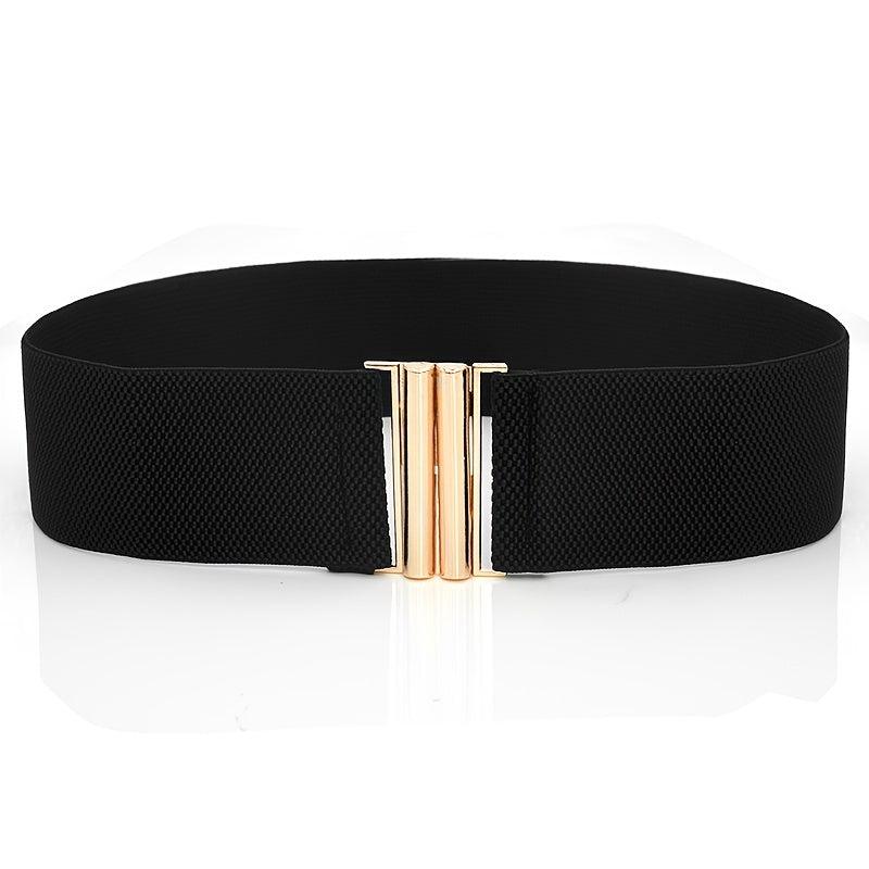 Elastic Wide Belts Golden Buckle Casual Waistband Dress Coat Girdle