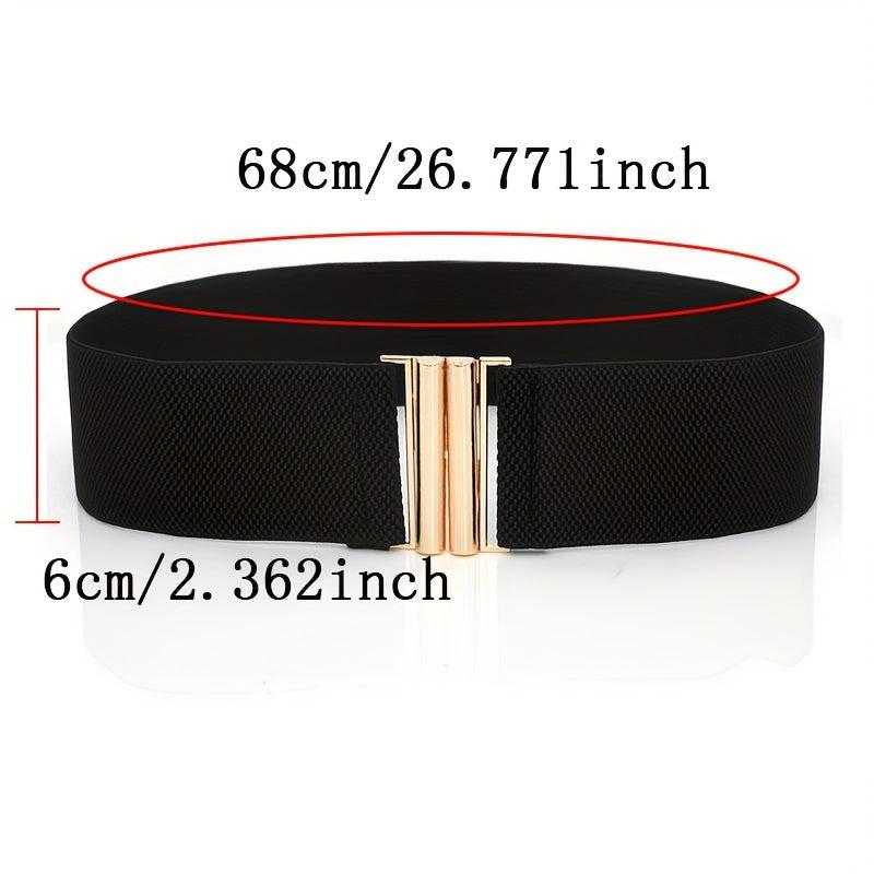 Elastic Wide Belts Golden Buckle Casual Waistband Dress Coat Girdle