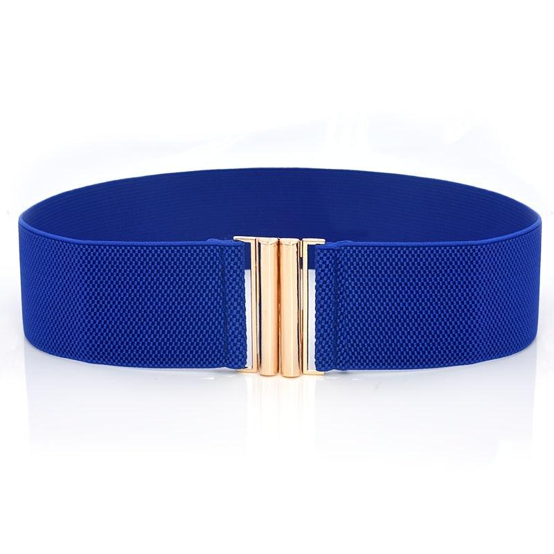 Elastic Wide Belts Golden Buckle Casual Waistband Dress Coat Girdle