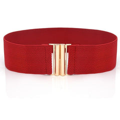Elastic Wide Belts Golden Buckle Casual Waistband Dress Coat Girdle