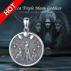 Wicca Triple Moon Goddess Necklace Vintage Charm Jewelry for Women