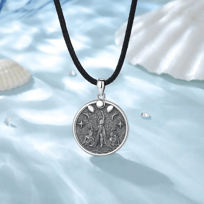 Wicca Triple Moon Goddess Necklace Vintage Charm Jewelry for Women
