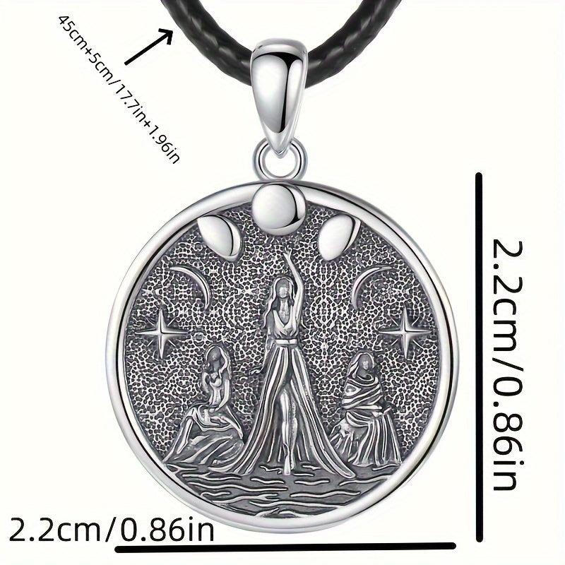 Wicca Triple Moon Goddess Necklace Vintage Charm Jewelry for Women