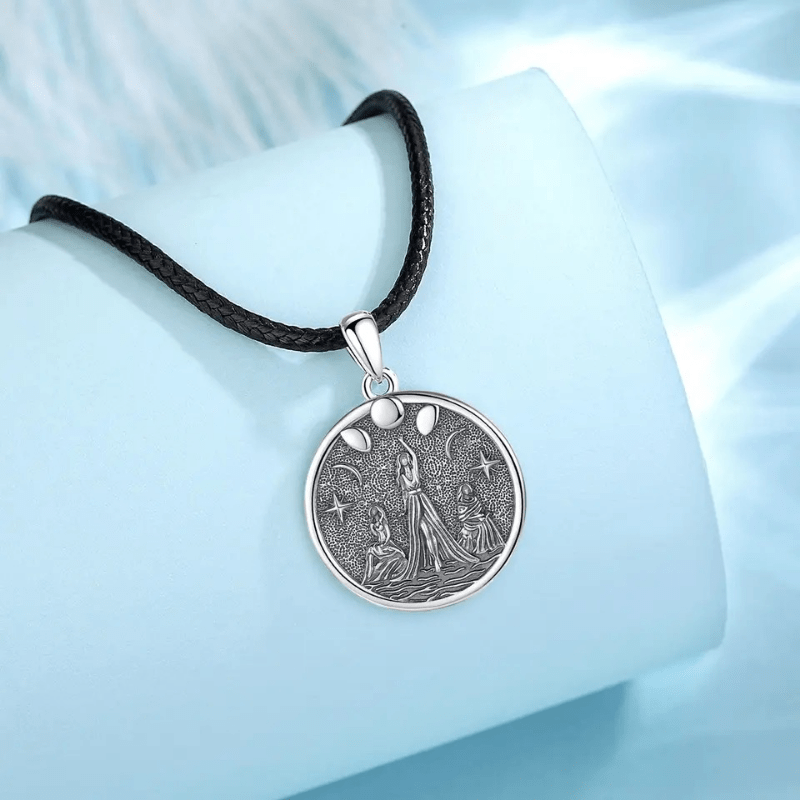 Wicca Triple Moon Goddess Necklace Vintage Charm Jewelry for Women