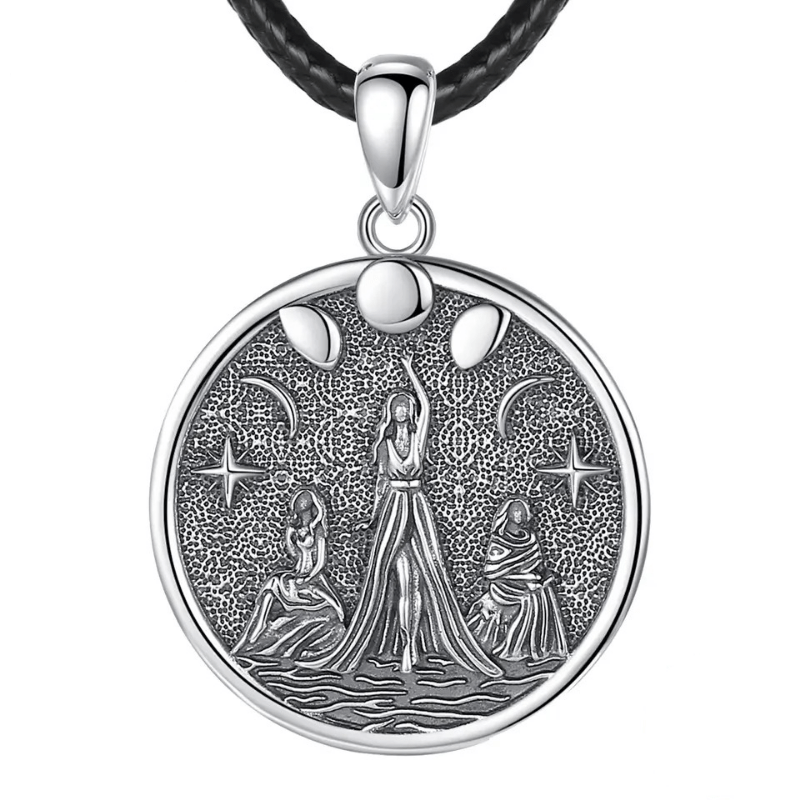 Wicca Triple Moon Goddess Necklace Vintage Charm Jewelry for Women