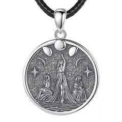 Wicca Triple Moon Goddess Necklace Vintage Charm Jewelry for Women