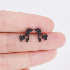 Heart Dog Shape Stud Earrings 18K Plated Stainless Steel Style Earrings Jewelry