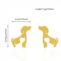 Heart Dog Shape Stud Earrings 18K Plated Stainless Steel Style Earrings Jewelry