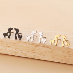 Heart Dog Shape Stud Earrings 18K Plated Stainless Steel Style Earrings Jewelry