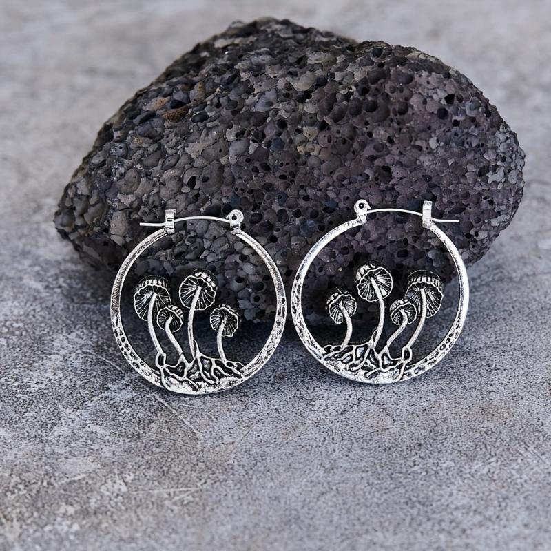 Bohemian Gothic Mushroom Hoop Earrings - Creative Gift For Women