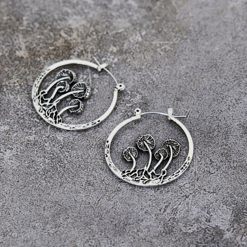Bohemian Gothic Mushroom Hoop Earrings - Creative Gift For Women