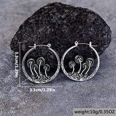 Bohemian Gothic Mushroom Hoop Earrings - Creative Gift For Women