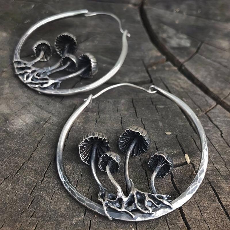 Bohemian Gothic Mushroom Hoop Earrings - Creative Gift For Women