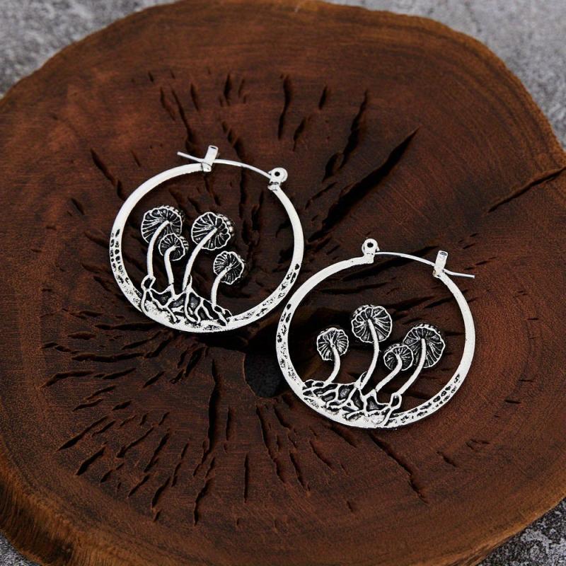 Bohemian Gothic Mushroom Hoop Earrings - Creative Gift For Women