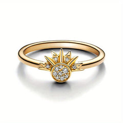 925 Silver Promise Ring Moon Sun Zircon Wedding Ring Young Couples Sizes
