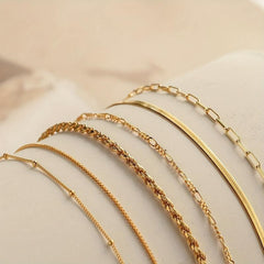 Dainty Herringbone Bracelet 14K Plated for Women Girls