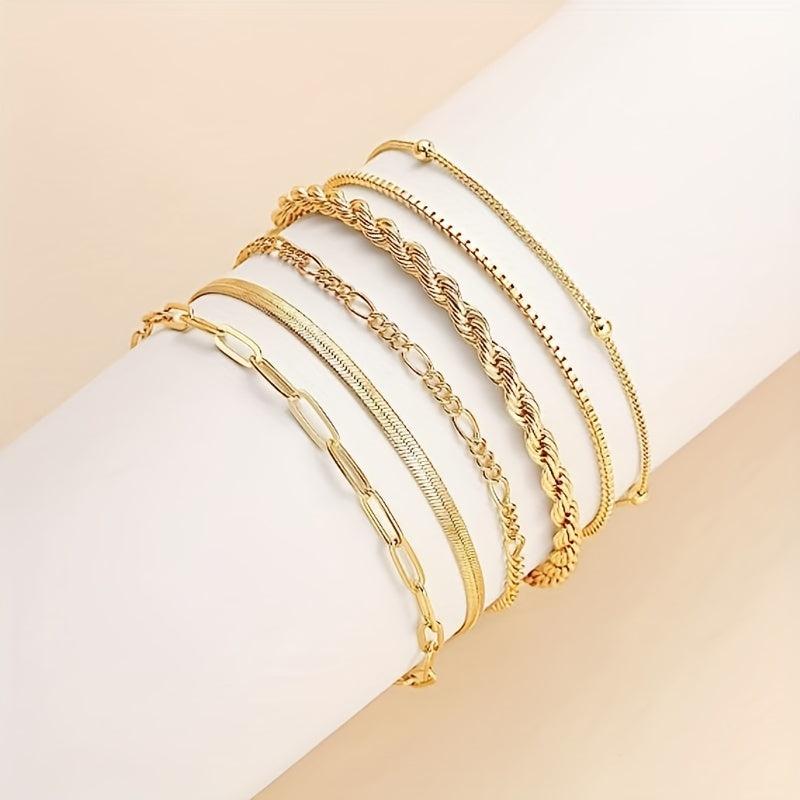 Dainty Herringbone Bracelet 14K Plated for Women Girls