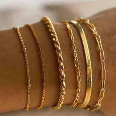 Dainty Herringbone Bracelet 14K Plated for Women Girls