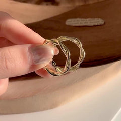 Golden Twisted Pattern Hoop Earrings Iron Jewelry Daily Accessories