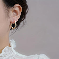Golden Twisted Pattern Hoop Earrings Iron Jewelry Daily Accessories