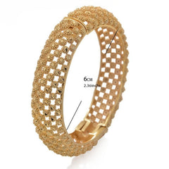 Flower Shape Chunky Bangle 18K Plated Hollow Pattern Copper Bangle Bracelet