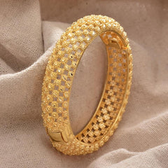 Flower Shape Chunky Bangle 18K Plated Hollow Pattern Copper Bangle Bracelet