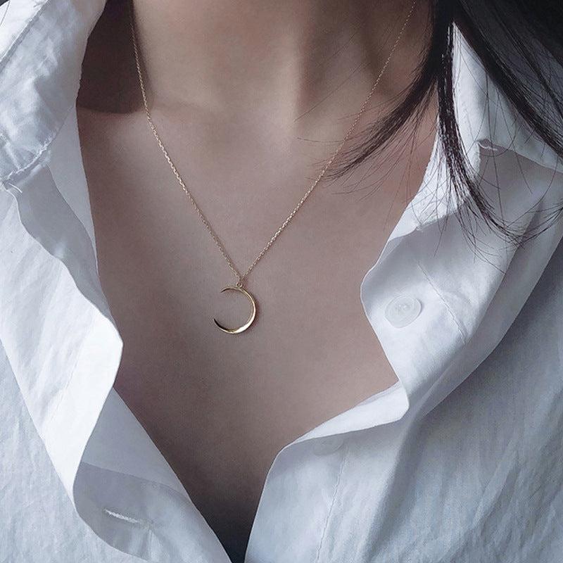 Moon Pendant Necklace Crescent Clavicle Chain For Women