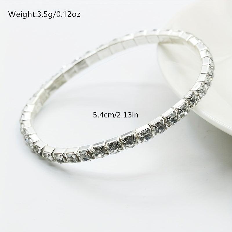 Single Row Rhinestone Stretch Bracelet for Party Banquet