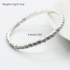 Single Row Rhinestone Stretch Bracelet for Party Banquet