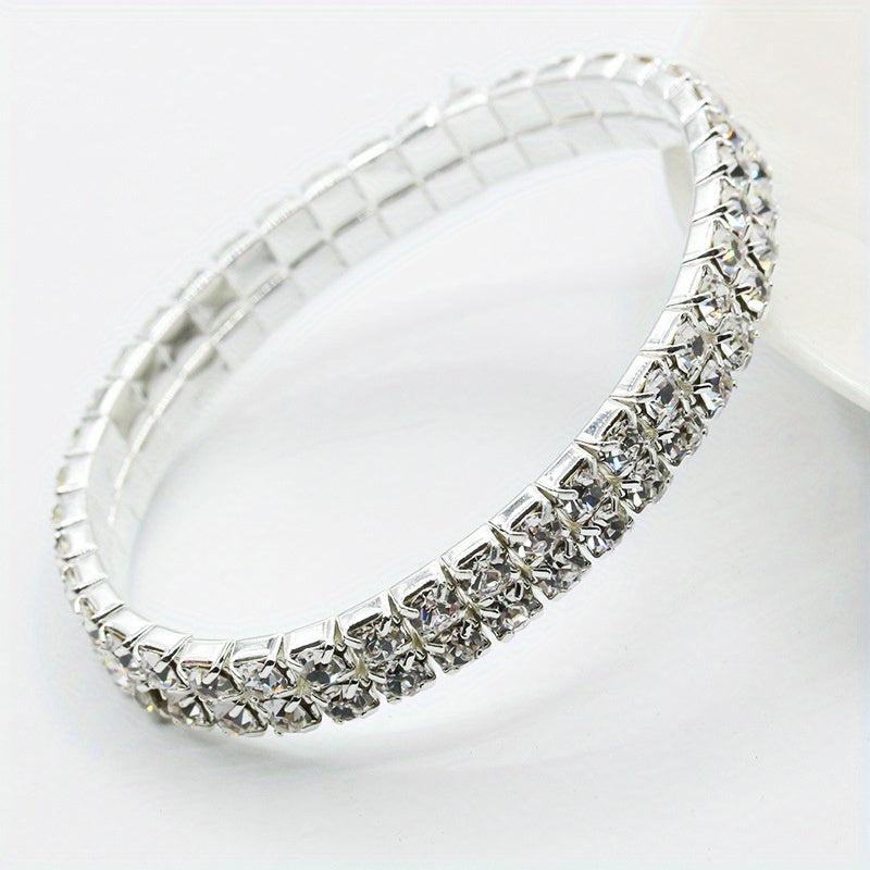 Single Row Rhinestone Stretch Bracelet for Party Banquet