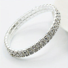 Single Row Rhinestone Stretch Bracelet for Party Banquet