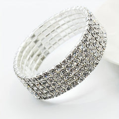 Single Row Rhinestone Stretch Bracelet for Party Banquet