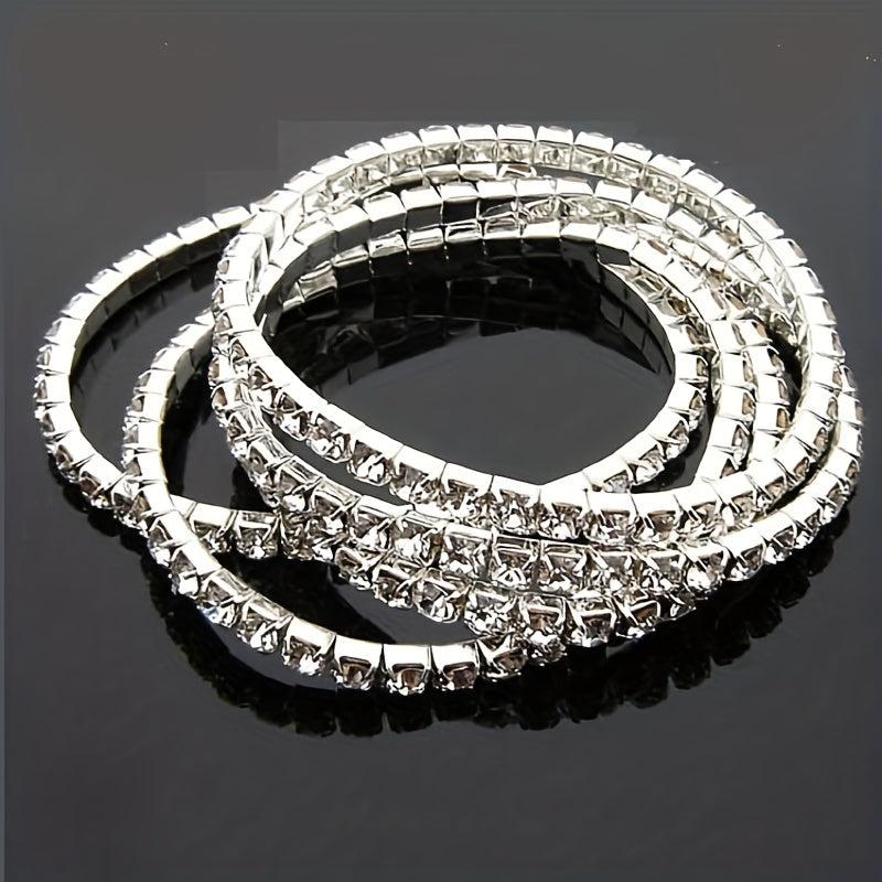 Single Row Rhinestone Stretch Bracelet for Party Banquet