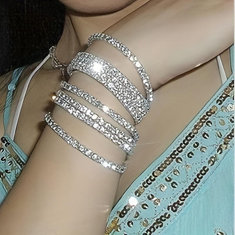 Single Row Rhinestone Stretch Bracelet for Party Banquet