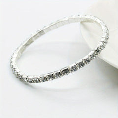 Single Row Rhinestone Stretch Bracelet for Party Banquet